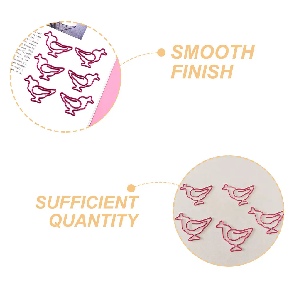 50Pcs Lovely Chicken Design Paper Clips Small Iron Binder Clips Cute Animal Office Organizers for Notes and Documents