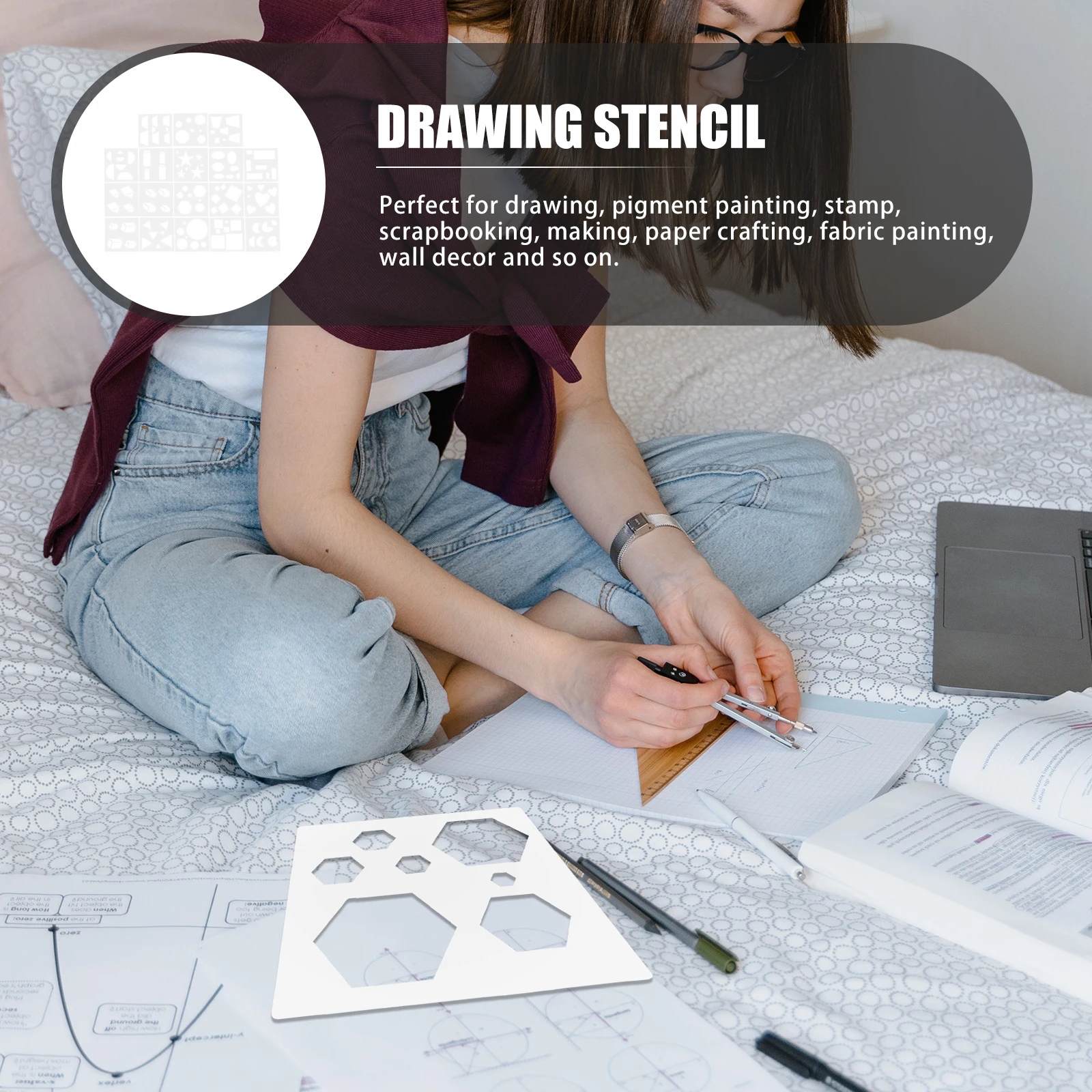 

18pcs Creative Painting Templates Kids Reusable Drawing Stencils For Diy Crafts Wall Art Album Design Durable Pet