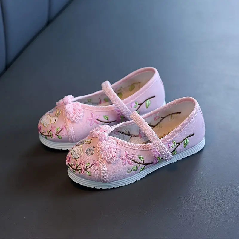 

Chinese Style Embroidered Cloth Shoes Child Soft-soled Cute Toddler Flat Kids Shoes Girls Princess Shoes For Dance Performance