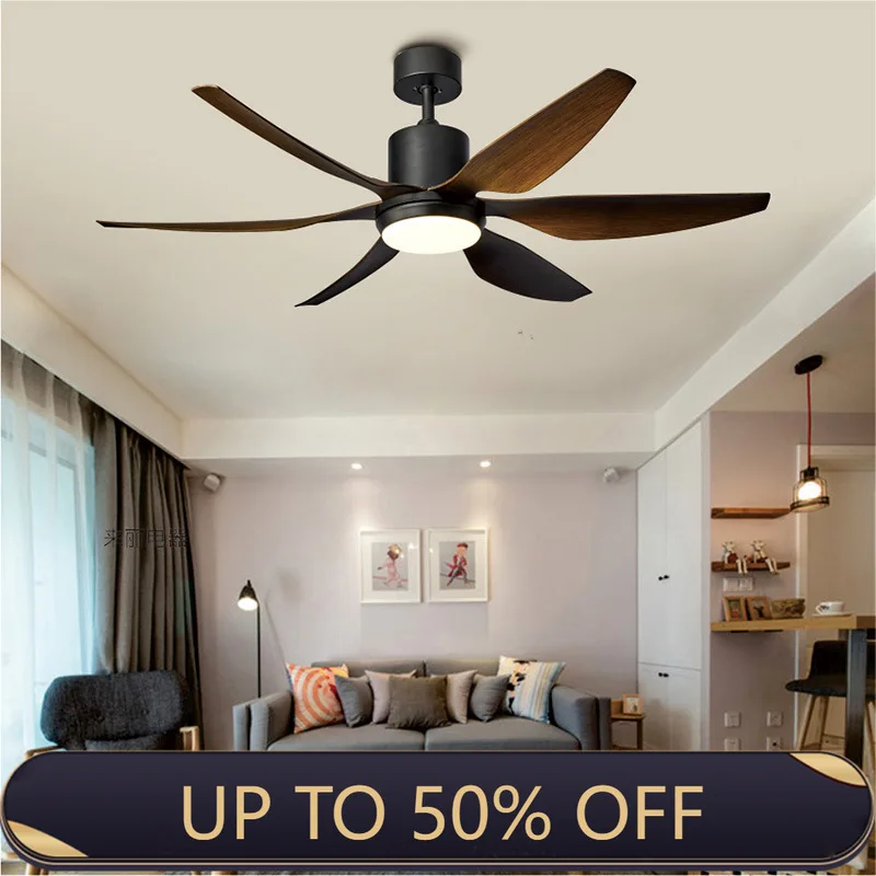 Retro Remote Restaurant Living Room Ceiling Fans 66 Inch Nordic Large Country Industrial Wind Ceiling Fan LED Light