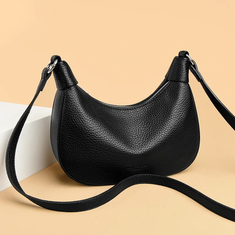 

High Quality Brand Design Women's Crossbody Bag Simple Fashion Senior Sense Ladies Shoulder Bag Solid Color PU Leather Lady Bag