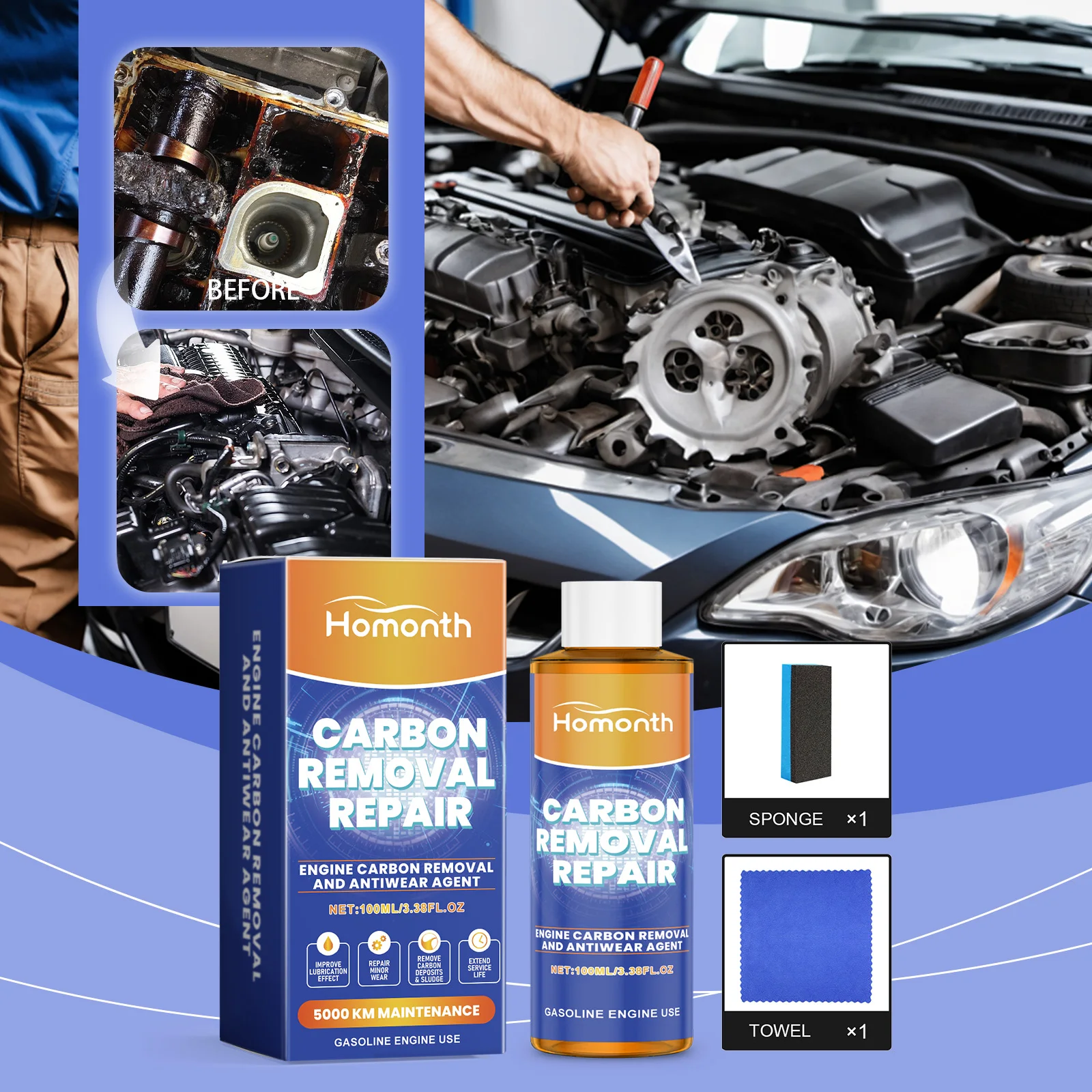 100ML Engine Protection Agent Engine Carbon Removal Engine Oil Car Care Auto Engine Restoration Engine Repair Agent