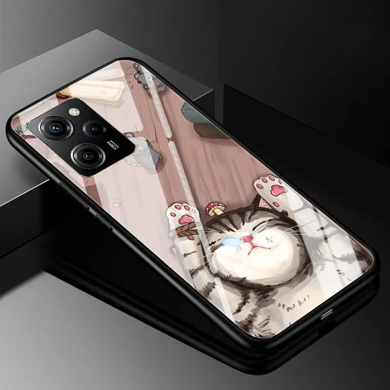 Tempered Glass Case for Xiaomi Poco X5 / PocoX5 Pro 5G Cover X 5 Painted Hard Case for Xiaomi Poco X5 Pro Phone TPU Bumper X5Pro