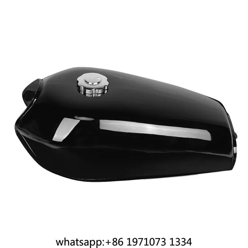 Motorcycle Universal Bright Black Retro Fuel Gas Tank with Cover Switch Fit for Honda CG125