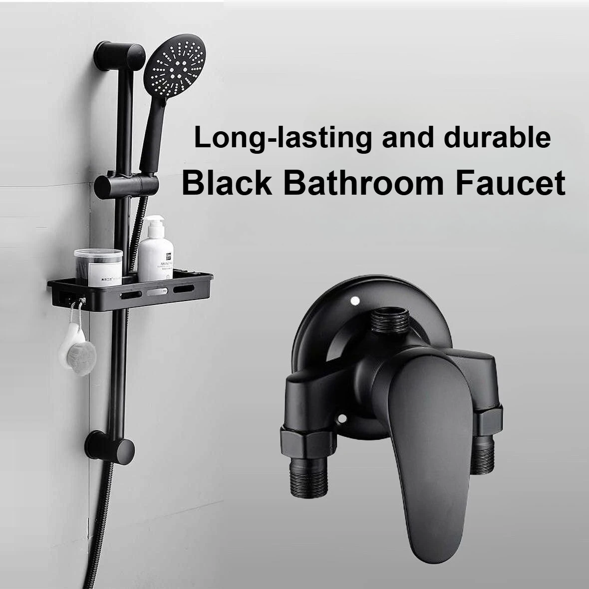 Cold Hot Mixer Tap Bathroom Faucets Black Shower Faucet Shower Head Set Household Wall Mounted Shower Mixer Valve Switch