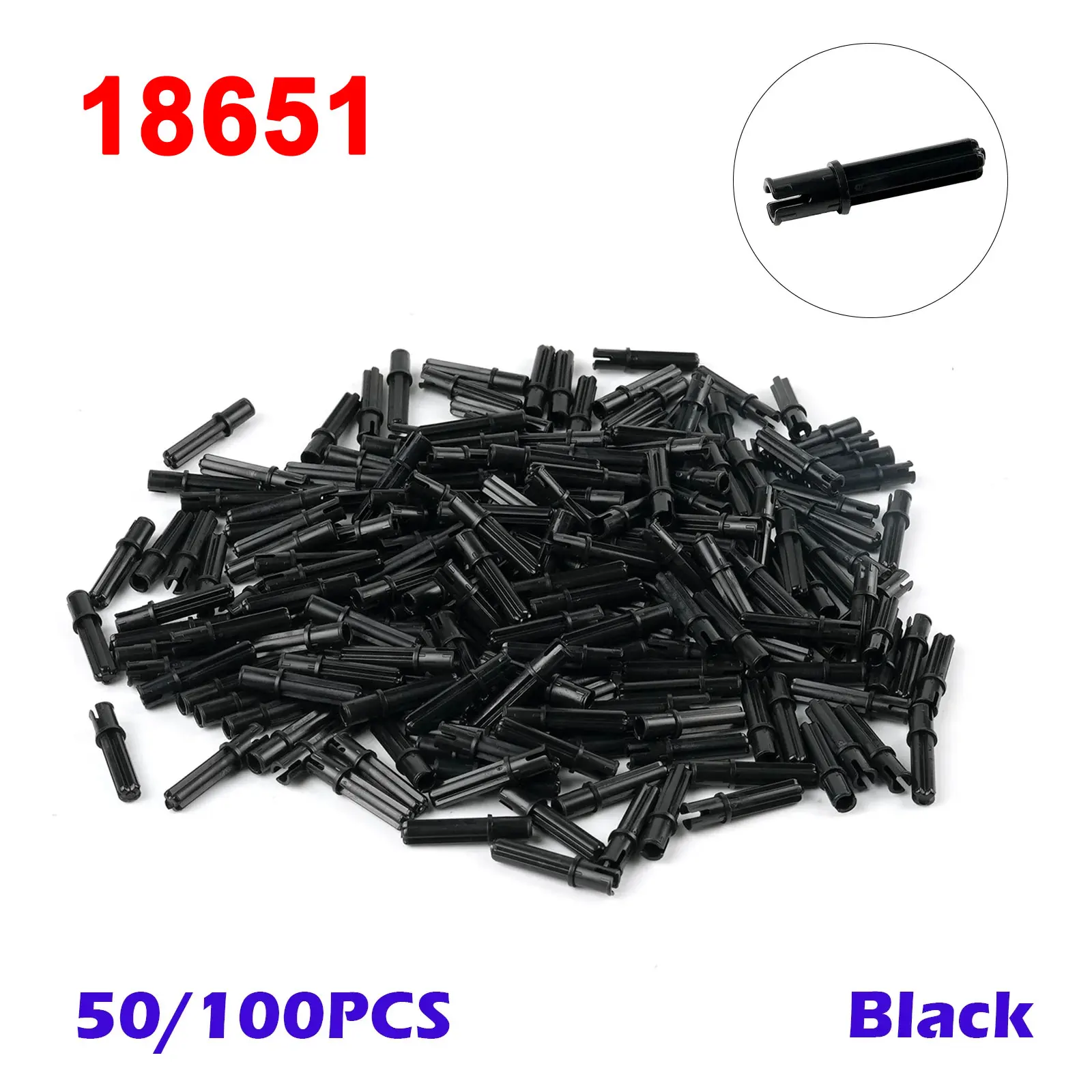 50PCS/100PCS Building Blocks Technical Pin with Friction Black Small Particle Part Compatible Bricks Hobbyist Collection Display
