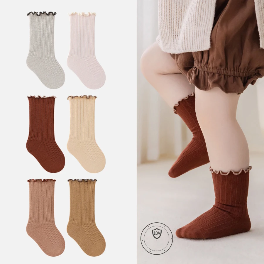 New Autumn Fungus Lace Baby Mid Socks Spring Newborn Toddler Cute Elastic Sock For Kids Girls Princess Soft Boneless Socks 0-8Y
