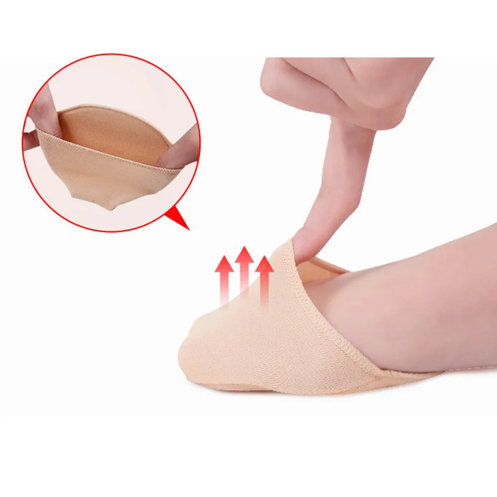 

2Pair Anti Slip Forefoot Pads Seamless Invisible Socks Breathable Comfortable for Women Black Skin Color Toe Topper