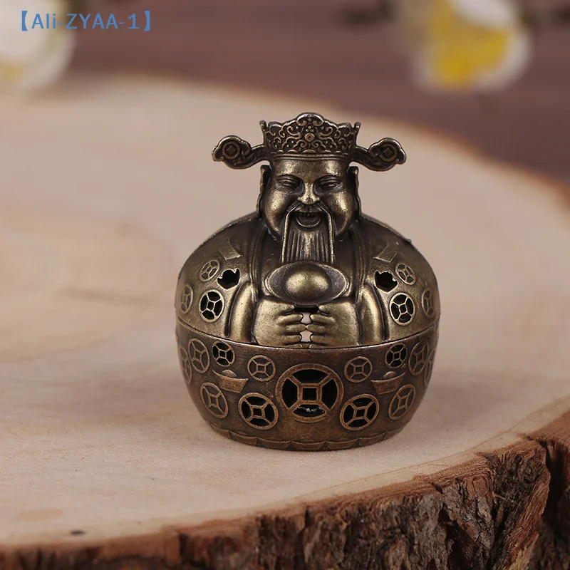 1Pcs Alloy Incense Burner Holder God Of Wealth Fumigation Incense Burner Stove Home Furnishings Decoration【ZYAA-1】