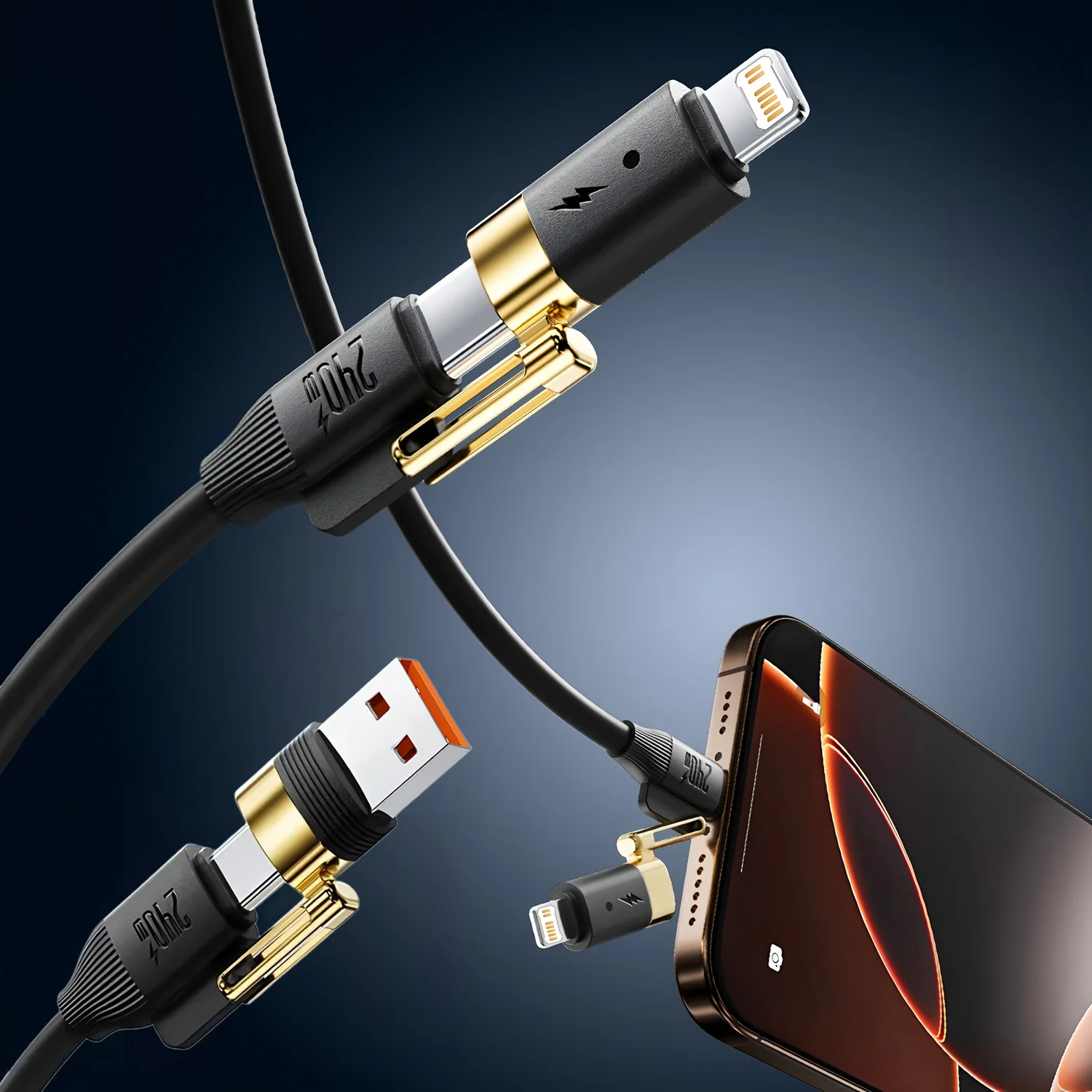 4 in 1 240W USB Type C Cable Fast Charging Data Cord for iPhone 14/13 Pro Max Xiaomi Samsung PD USB C Charger Wire