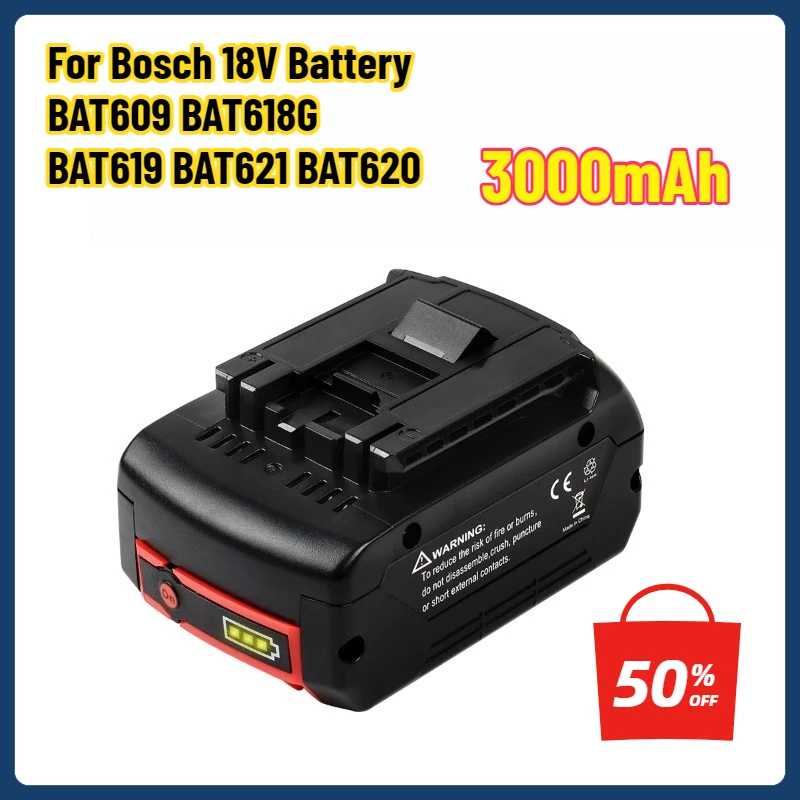 

Powtree 3,0 Ач BAT610G Замена для аккумулятора Bosch 18 В BAT609 BAT618G BAT619 BAT621 BAT620 Беспроводные электроинструменты Светодиодный индикатор