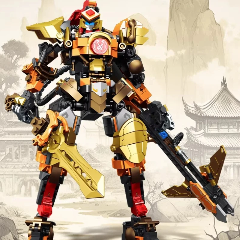 SEMBO Huang Zhong Mech Robot Assembles Building Blocks Three Kingdoms Guan Yu Mech Action Model Ornament Boy Assembles Toys Gift