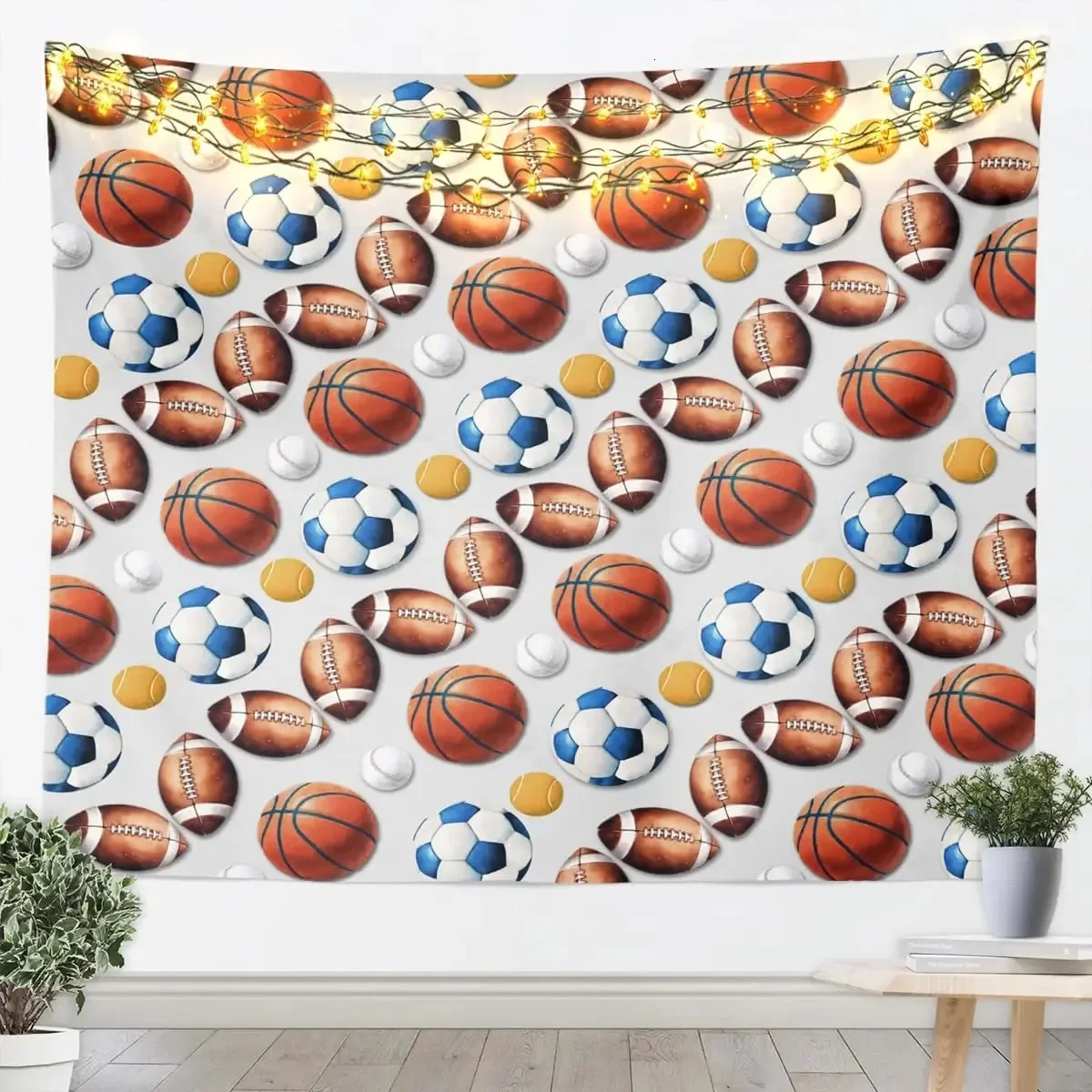 Vibrant Soccer Goal Net Backdrop Sports Fan Decor Glowing Football Field Banner for Game Room Party Wall Art