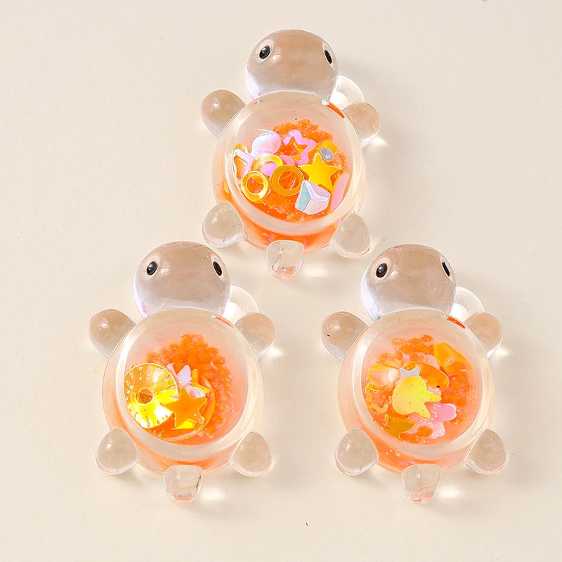 Leslie 10 Stück 21 x 30 mm kreative Glitzer-Schildkröten-Charms aus Kunstharz, Schildkröten-Anhänger für Ohrringe, Halskette, Schmuck, DIY, süßes Kinderspielzeug – Detail 4