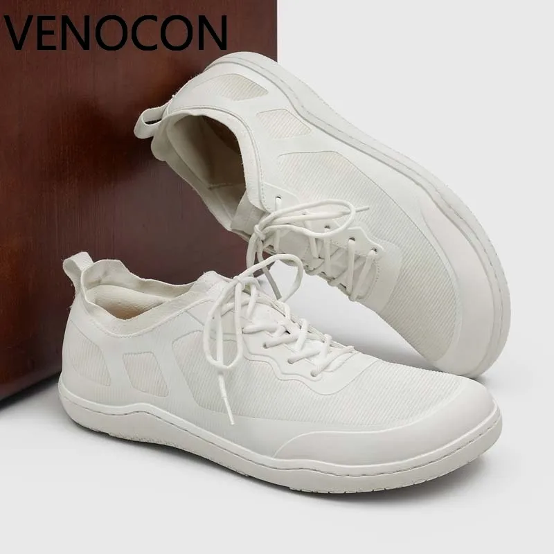 VENOCON Men's Barefoot Zero Drop Size Fit Wide Toe Box Feet Minimalist Airy Knitwear Mesh Upper Shoes Sneakers For Men Man Woman