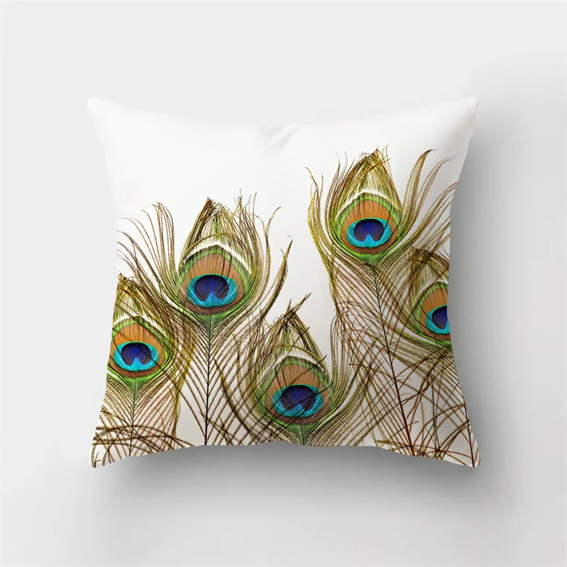 Classical Peacock Feather Printing Cushion Cover Pillow  Home Living Room Bedroom Sofa Decoration