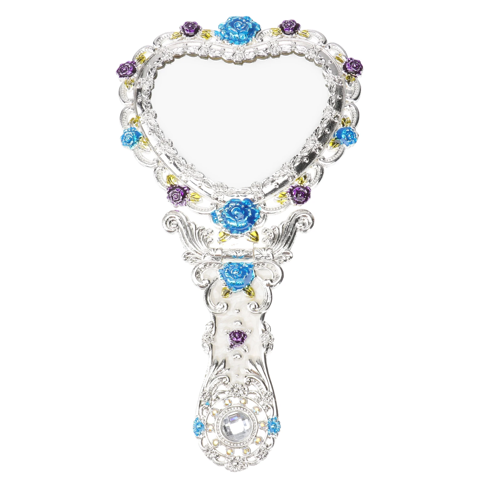 Miroir de maquillage en forme de cœur, 1 pièce, miroir à main de style palais européen pour femmes et filles, Vintage, décoratif exquis