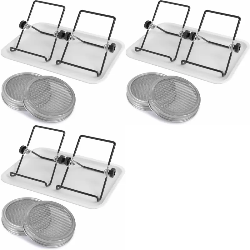 ABVJ-3X Stainless Steel Mesh Sprouting Kit For Wide Mouth Mason Jars For Growing Broccoli Sprouts, Bean Sprouts, Sunflower