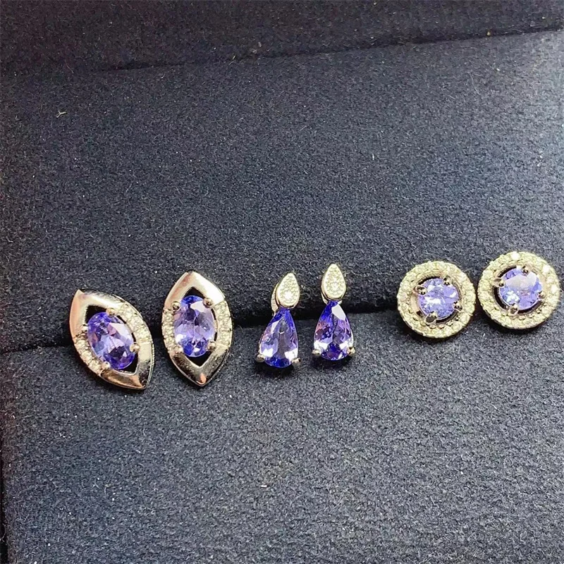 

Natural Tanzanite Stud Earrings for Women 925 Silver Gorgous Elegant Gemstone with Certificate