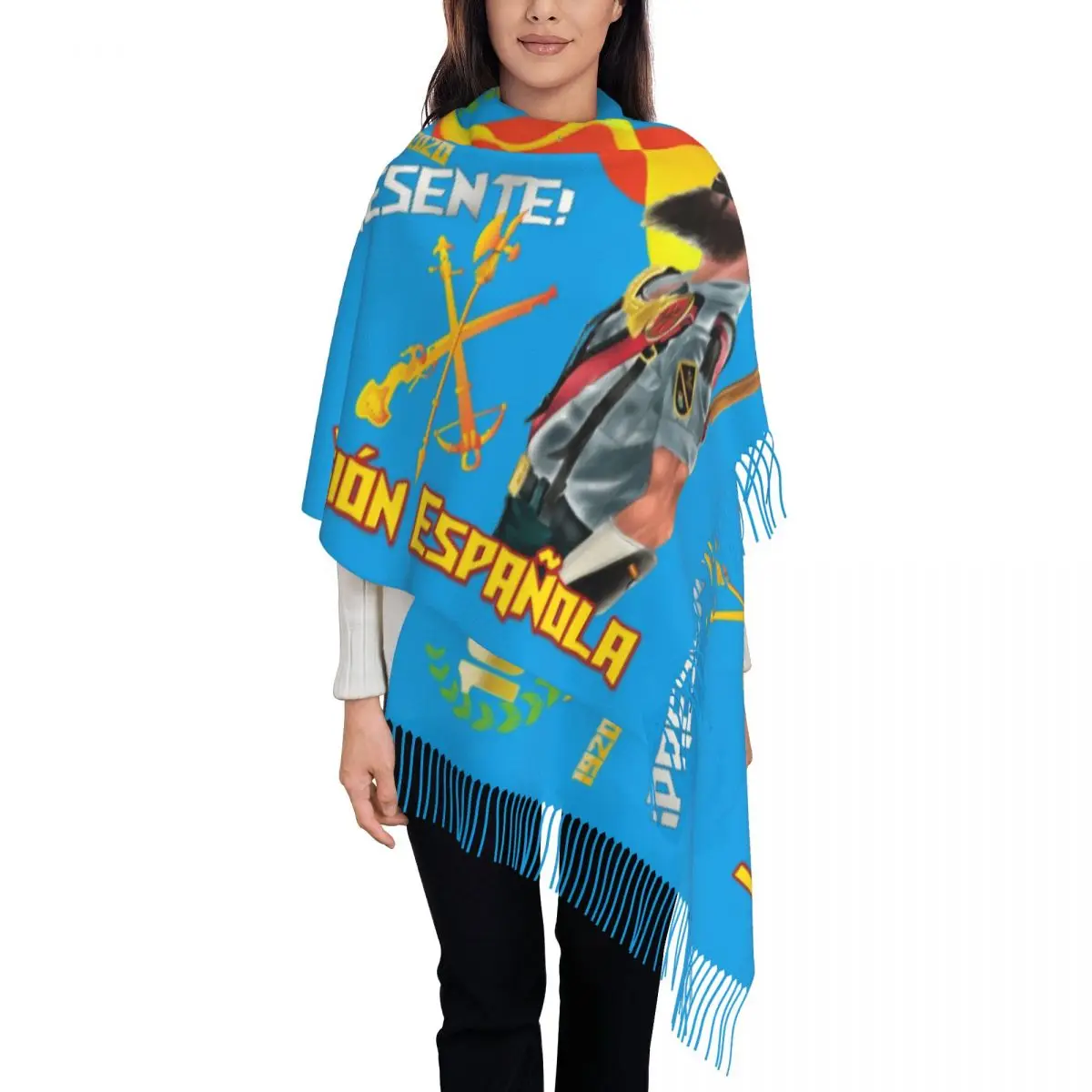 Spanish Legion Legi N Espa Ola Scarf Wrap Women Long Winter Fall Warm Tassel Shawl Unisex Centennial Army Scarves