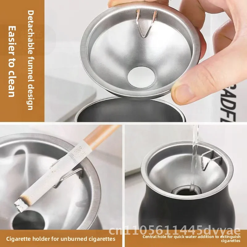 

Модная анти-потерянная пепельница из нержавеющей стали, ветрозащитная воронка, дизайн для индивидуального декора гостиной, офиса, дома, спальни
