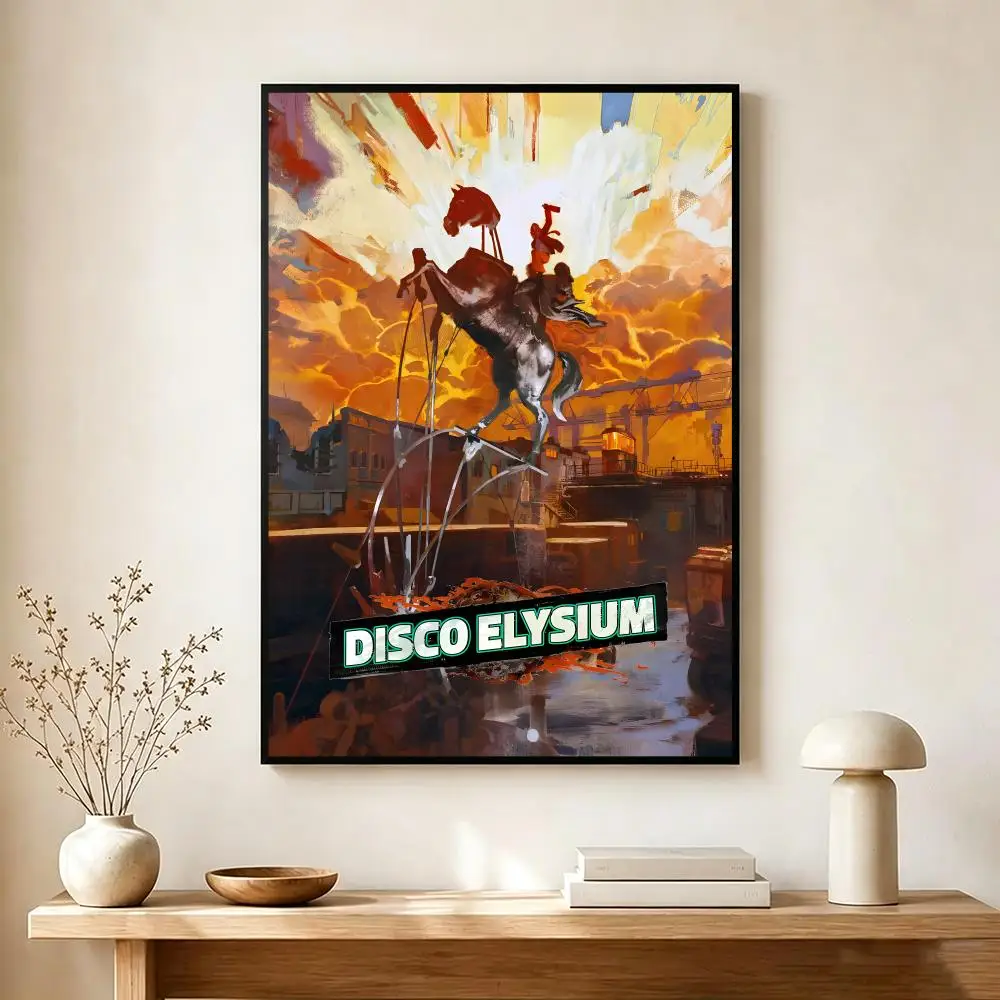 Philosophical Game D-Disco Elysium Poster Lightweight Self‑Adhesive PP Wall Decal for Study Living Room Bedroom Decor Gift