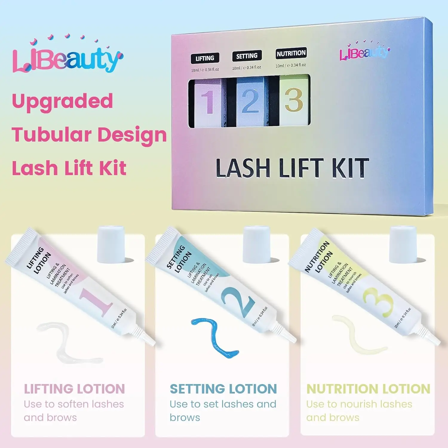 Libeauty Sollevamento ciglia e sollevamento ciglia Ritenzione permanente 4-6 settimane Set sollevatore ciglia per piegaciglia Kit permanente ciglia Strumento di trucco
