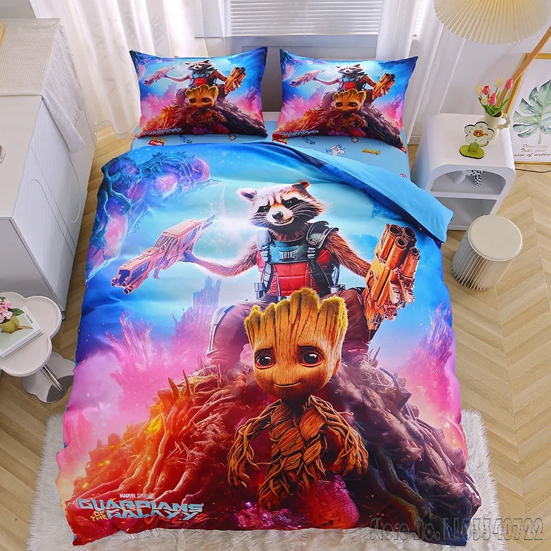 Ensembles de literie Anime Avengers pour enfants, Groot, Venom, Black Panther, Doctor Strange, housse de athlon, couette pour enfants, literie, décor de chambre