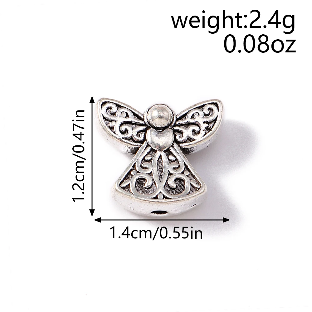 Leslie 10 Stück 12 x 14 mm Legierung, silberfarben, Engel-Feen-Charms, Perlen für Armbänder, Halsketten, DIY-Schmuckherstellung, handgefertigtes Kunsthandwerk – Detail 3