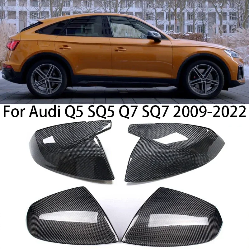 

For Audi Q5 SQ5 Q7 SQ7 Q5 Q7 2009-2022 Carbon Fiber Car Door Wing Rear View Side Mirror Covers Trim Cap parts accessories