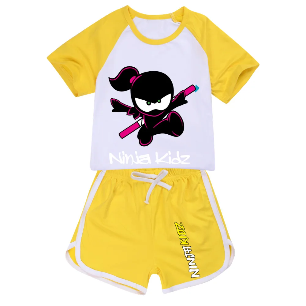 Ninja Kidz Kids Clothes Cotton Sport Tracksuits Children Sweatshirt T-shirts Suit Cartoon Set Teenager Boys Girls Clothing