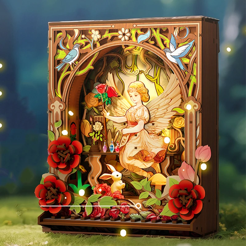 DIY Flower Fairy Piano Casa Houten Miniatuur Model Kit 3D Puzzel Poppenhuizen Met Meubels Poppenhuis voor Vrienden Verjaardagscadeaus