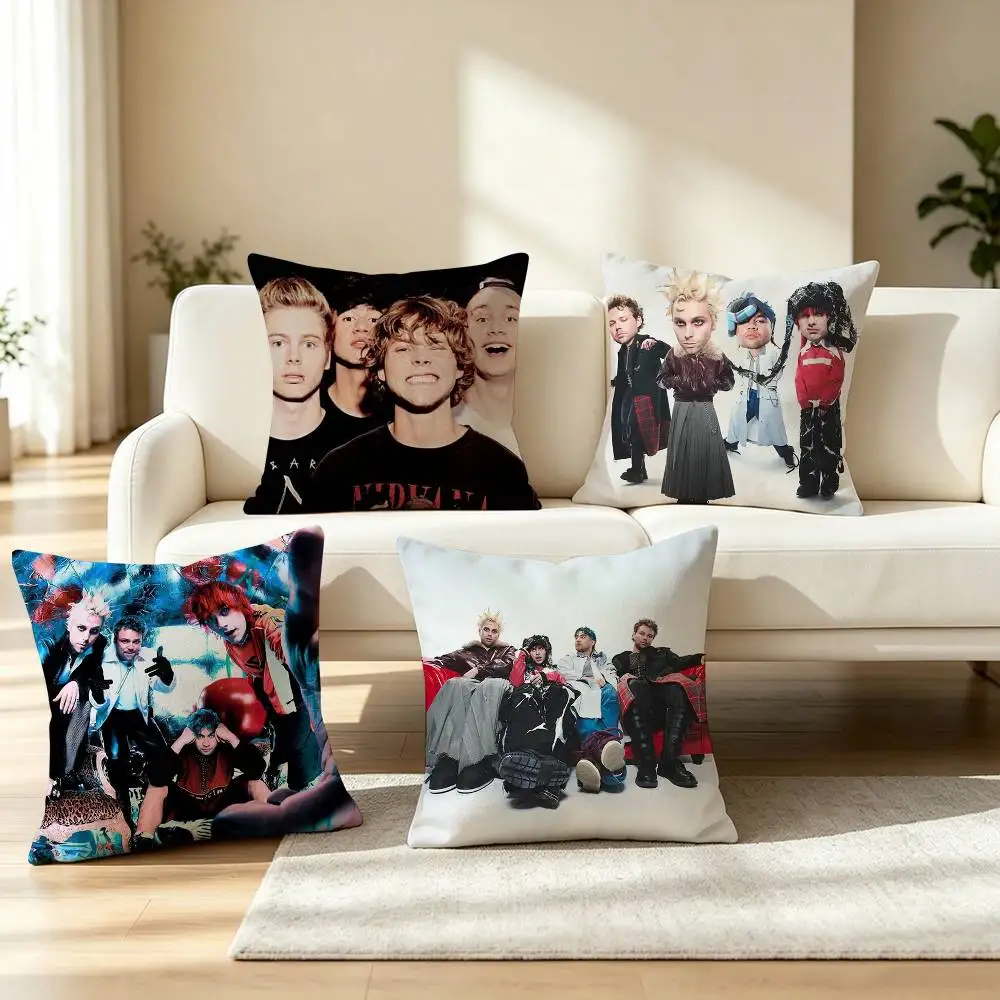 V-Vintage Concert 5 Seconds of Summer  Pillow Case Square Double-Sided Sofa Cushion Cover Bedroom Bedside Pillow