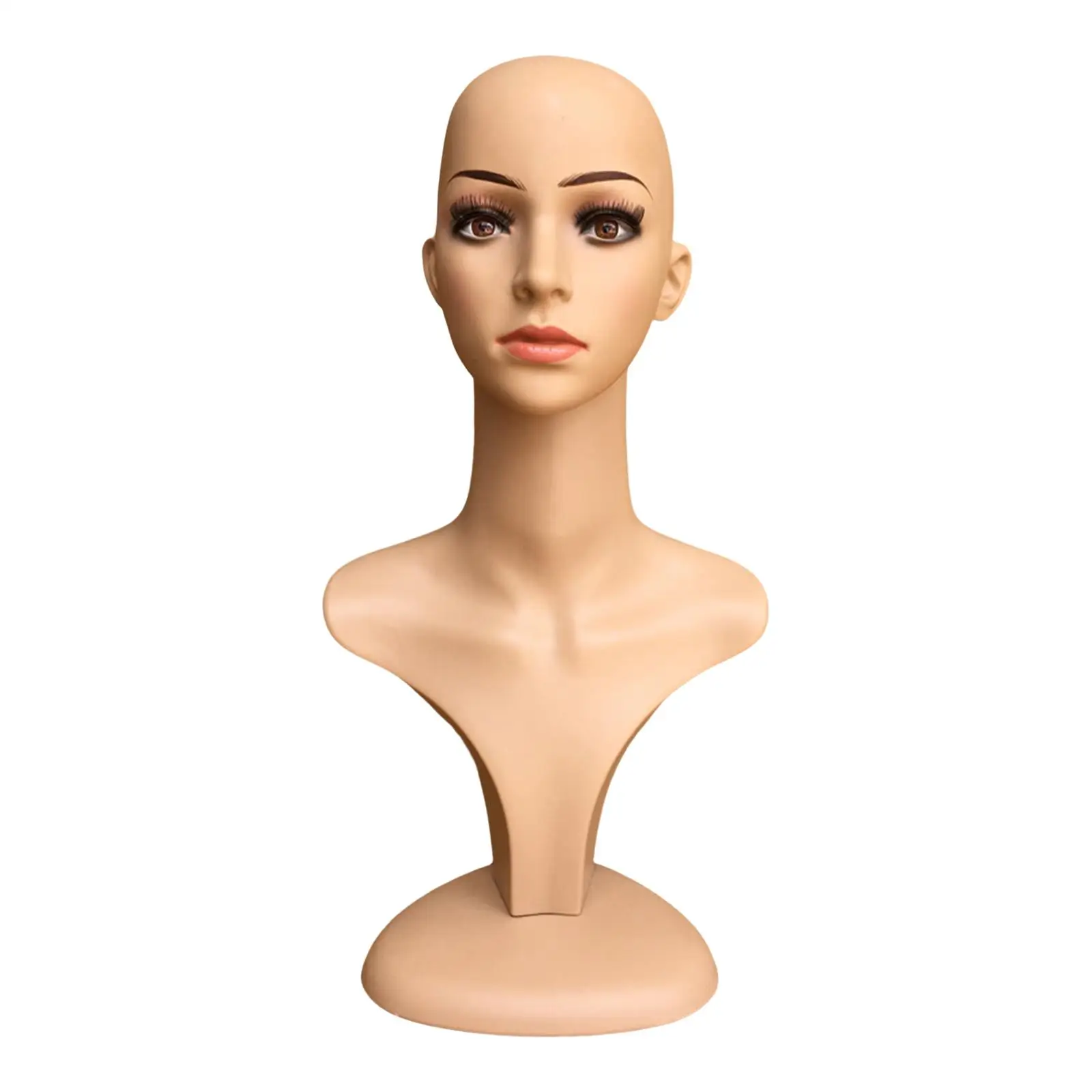 

Female Bald Mannequin Head Women Manikin with Shoulder Portable Hairdressing Salon Model Wig Holder for Necklaces Headscarves