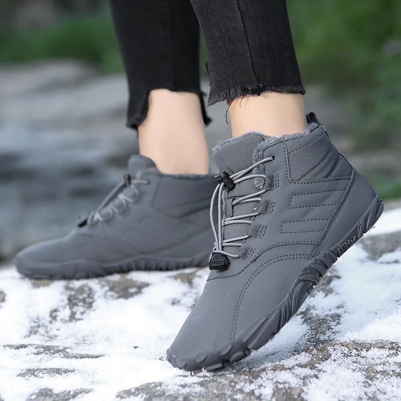 Unisex Winter Warm Furry Hiking Shoes Non Slip Snow Boots Outdoor Casual Shoes