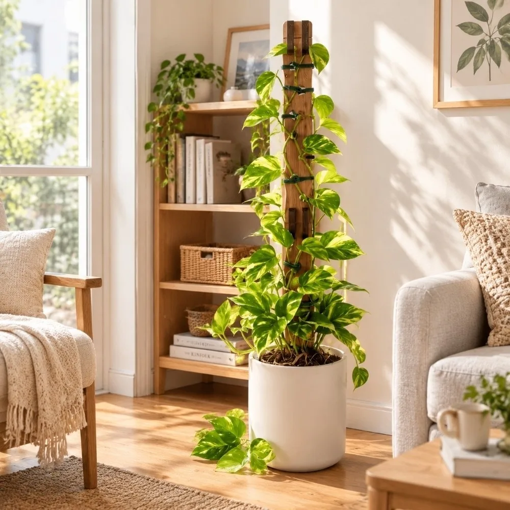 Wooden Plant Support Frame Hollow Out 2-In-1 Plant Stand Extendable Adjustable Flower Arrangement Trellis Indoor
