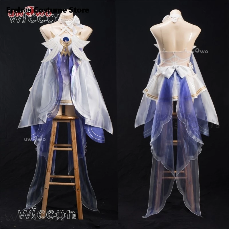 Halloween-Kostüme für Damen, Genshin Impact Columbina, Cosplay-Kostüm, komplettes Set mit Mond, komplettes Set, Uniform, Outfits, Anzug für Erwachsene
