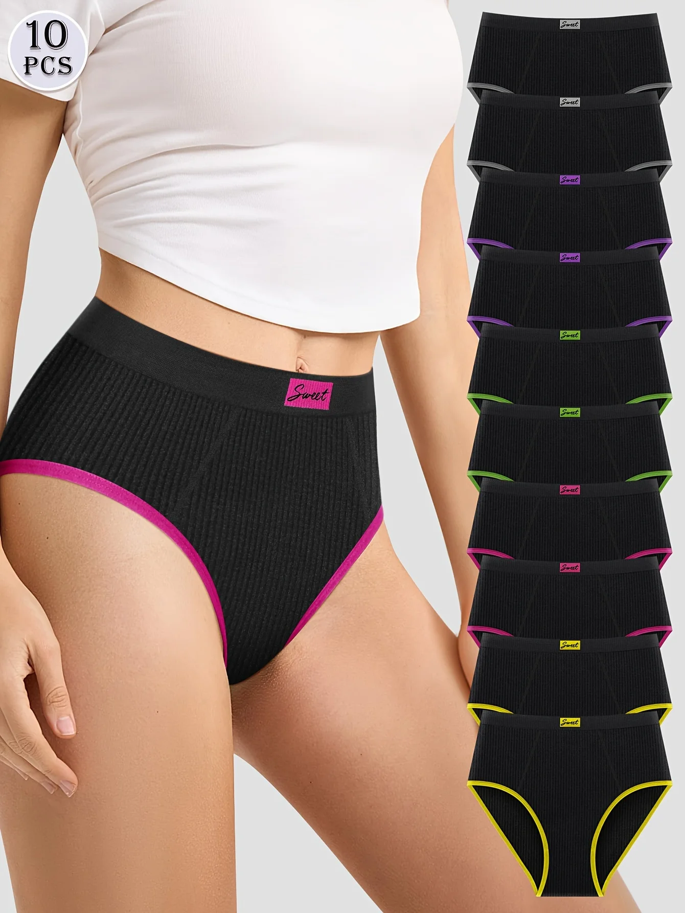 10pcs Mid Rise Ladies Sexy Lingerie Panty Quick Dry Women Seamless Briefs Stretch Fabric Panties