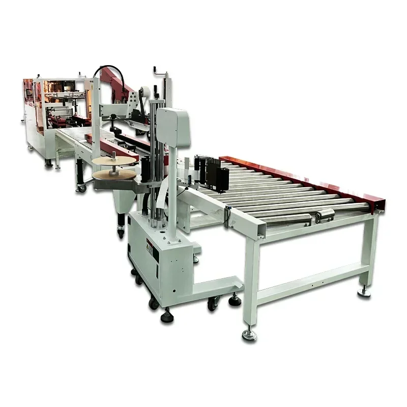 Folding lid sealing and packing machine, side labeling machine