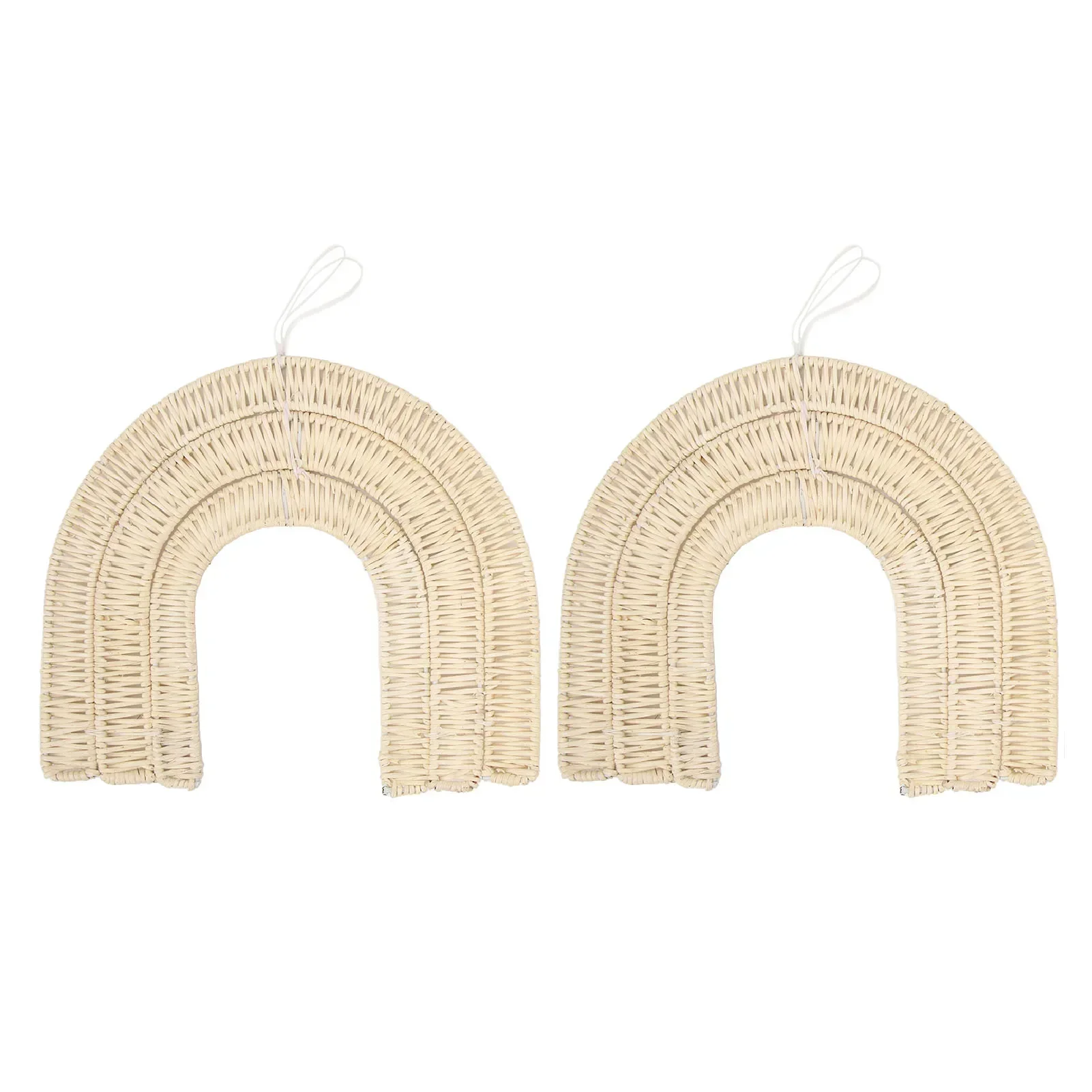 2Pcs Rattan Rainbow Wall Decor Rainbow Wall Hanging Baby Room Nursery Decor Living Room Kids Girls Bedroom Decoration