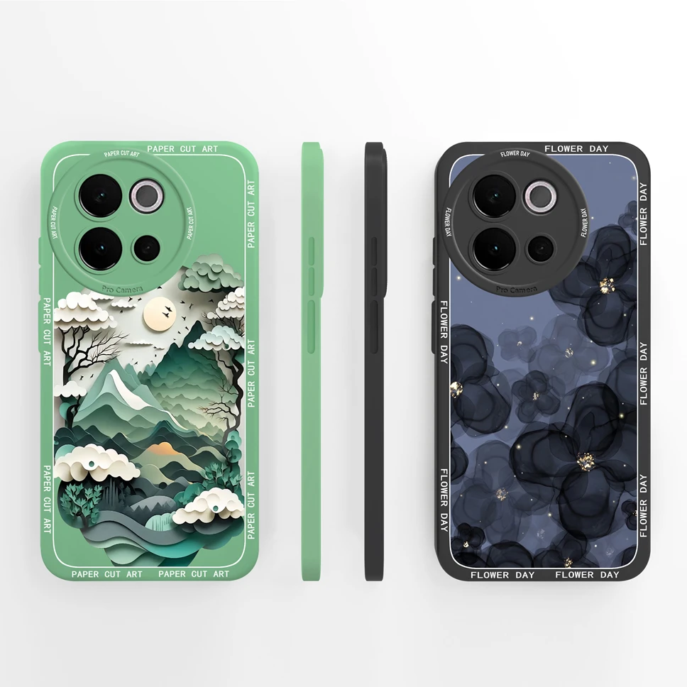 Phone Case For Vivo V40 Lite 5G Pretty Mountain Astronaut Liquid Silicone Protection Back Cover For Vivo V 40 Lite V40Lite Funda