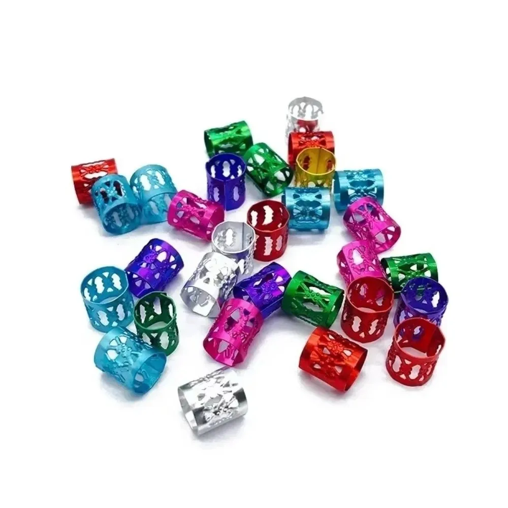100PCS Colorful Hair Jewelry Rings Multicolor Aluminum Braid Decoration Rings Steel Ring Inserts Flexible Opening