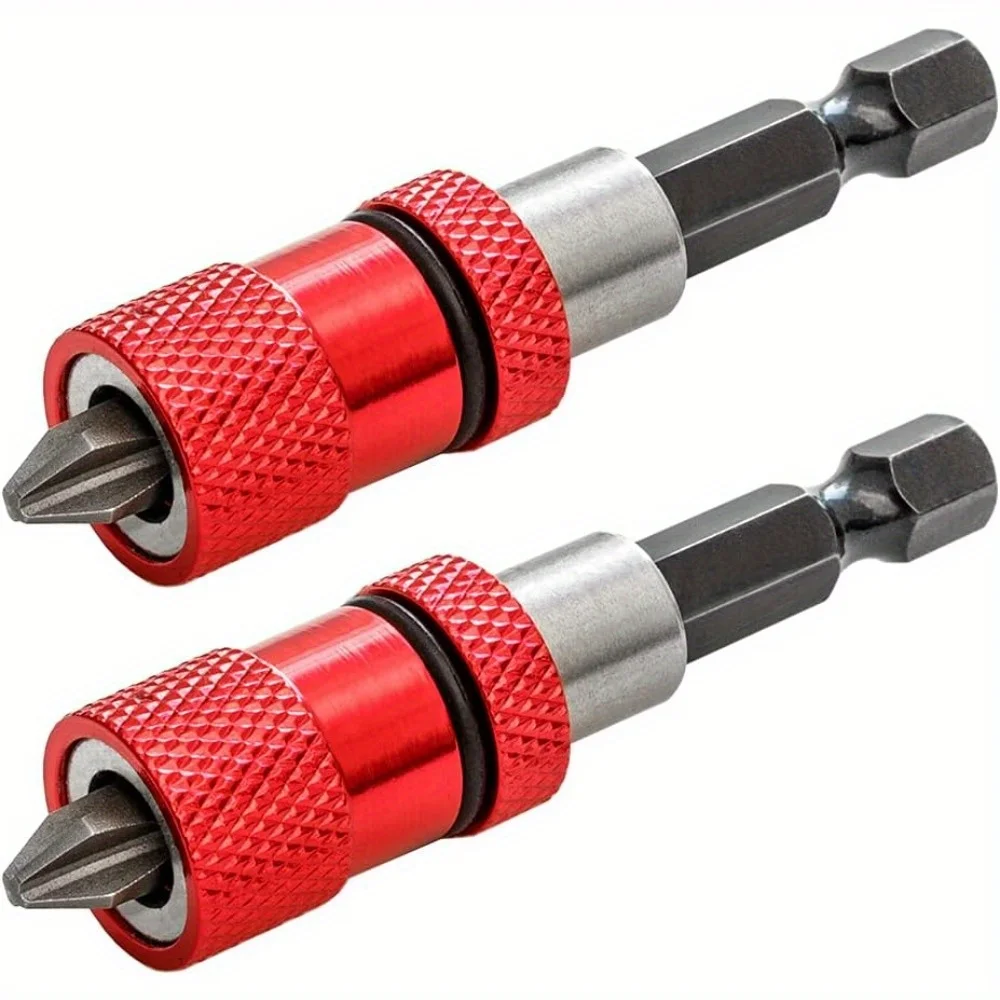 2Pcs Adjustable Screw Depth Magnetic Screwdriver Bit Holder 1/4 Inch Hex Driver with PH2 Scewdriver Bit