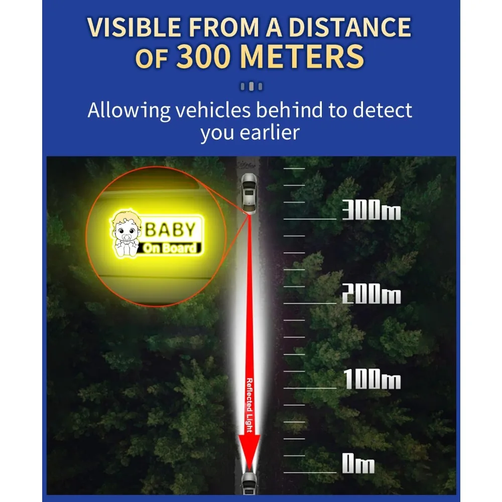 Baby On Board Reflective Safety Warning Signs Car Stickers Vinyl Decals Auto Window Mirror Bumper Trunk Body Vehicle Decoration