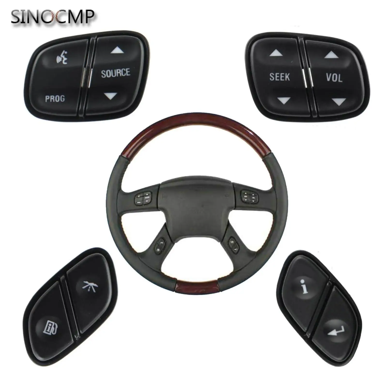 

4PCS Car Steering Wheel Switch Control Buttons For Chevrolet Silverado 2003-2007 21997738 21997739 1999442 1999443 Car Parts