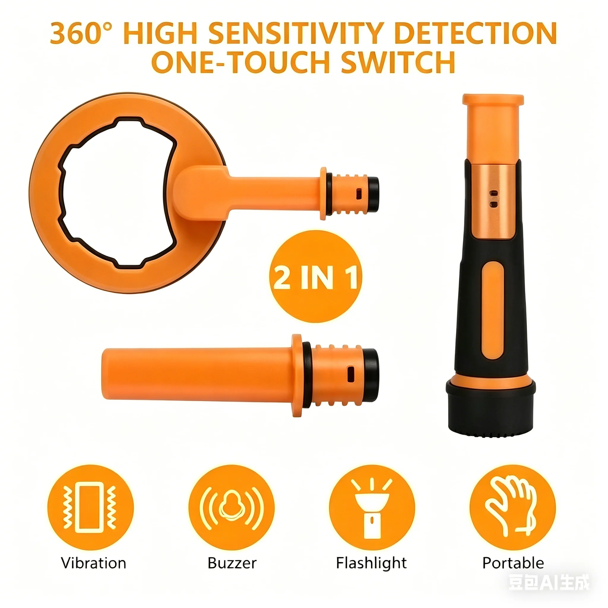 2 in 1 Underwater Metal Detector, Waterproof Handheld Pulse Pinpointer Induction Metal Finder for Diving Treasure Hunting