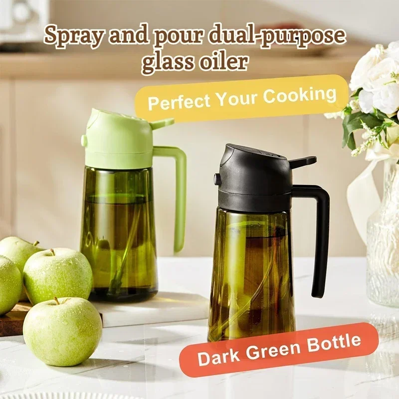 

Hot 470ml Kitchen Olive Oil Dispenser, 2in1 Olive Sprayer for Cooking Oils Dispenser, Home Air Fryer Outdoor Picnic Gadgets