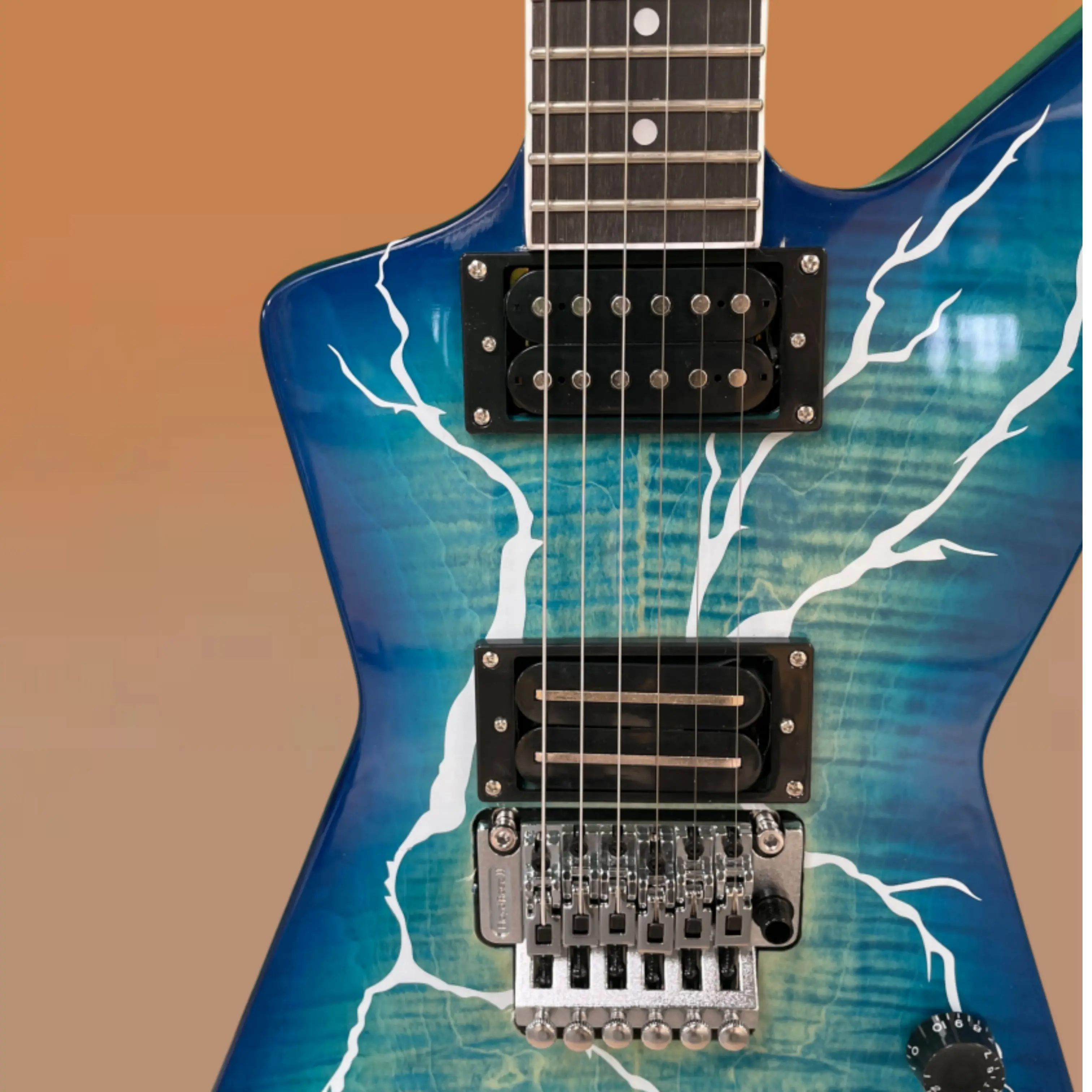 6 String Electric Guitar, Gloss Blue-Green Water Ripple Body, Delicate Grain Guitars, Dynamic Visual Texture Guitarra
