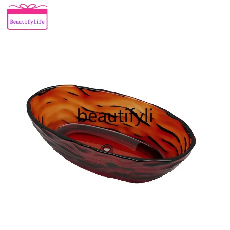 

YL F56 Transparent color resin integrated free-standing bathtub home hotel homestay simple dream cream wind