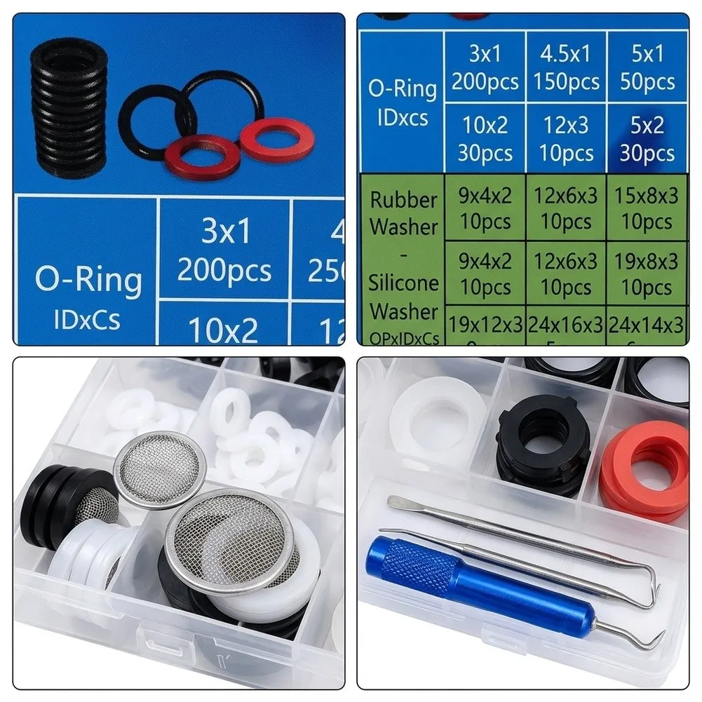 For Plumbing Seal O Ring Kit 1000 pcs 36 Size Rubber Silicone Washers for Faucet Water Line and Hydraulic System Maintenance